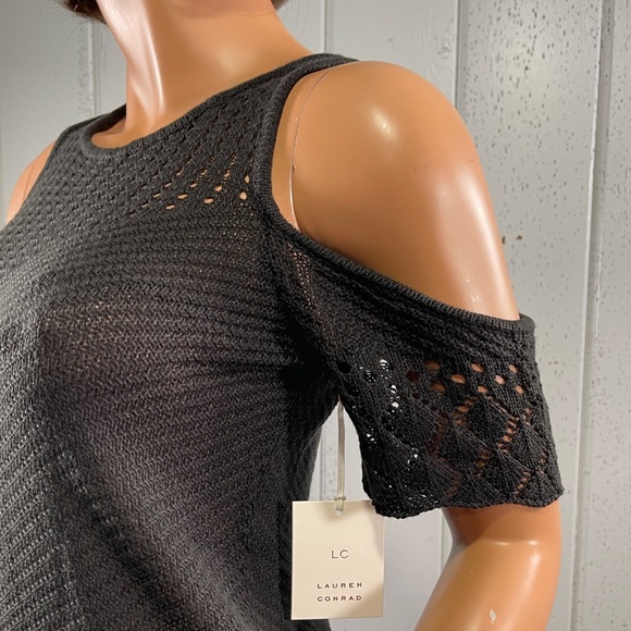 *NWT Lauren Conrad Women’s Black Crochet Cold Shoulder Top Sz XS - Picture 10 of 12